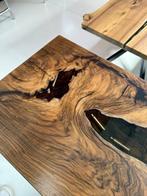 Notenhouten Tafel met Epoxy - Uniek Design, 45 tot 60 cm, Nieuw, Rechthoekig, Hout