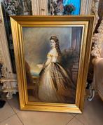 Prachtige groot olieverf portret schilderij Sissi, Antiek en Kunst, Ophalen