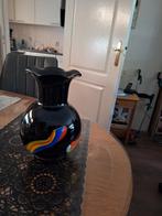 Mooie zware glazen vaas zwart met kleur., Ophalen