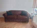 Chesterfield bruin 2-3zits leer, Huis en Inrichting, Ophalen, 150 tot 200 cm, Tweepersoons, Zo goed als nieuw