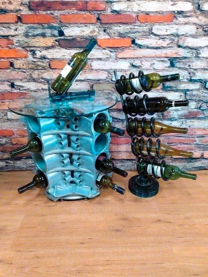 Automobilia Wijnrek wijn houders decoratie mancave upcycling, Huis en Inrichting, Woonaccessoires | Wijnrekken, Nieuw, 50 tot 75 cm