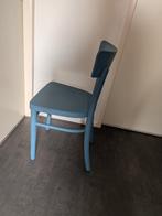 Blauwe houten stoel vintage, Huis en Inrichting, Stoelen, Gebruikt, Eenvoudig, Blauw, Ophalen of Verzenden