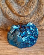 Blauw Aura Kwarts cluster met titanium bewerkt., Ophalen of Verzenden