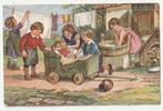 Oude kinderkaart met kinderen die de was doen 1931, Verzenden, 1920 tot 1940, Gelopen, Kinderen