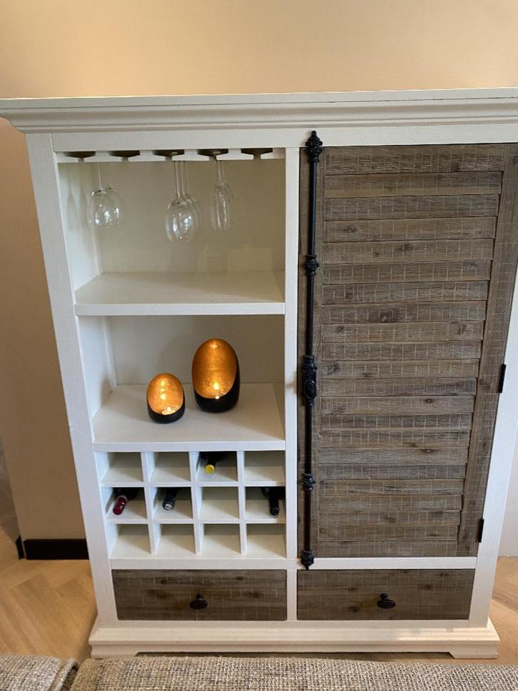 Wijnkast, Huis en Inrichting, Woonaccessoires | Wijnrekken, Gebruikt, 75 cm of meer, Hout, 15 tot 25 flessen, Ophalen