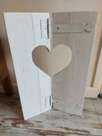 2 witte steigerhouten luiken 50 cm hoog, Huis en Inrichting, Woonaccessoires | Kamerschermen, Ophalen, Zo goed als nieuw