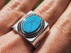 925 zilveren heren ring met turquoise maat 19 en 20 - Vanoli, Nieuw, Blauw, Met edelsteen, Heer