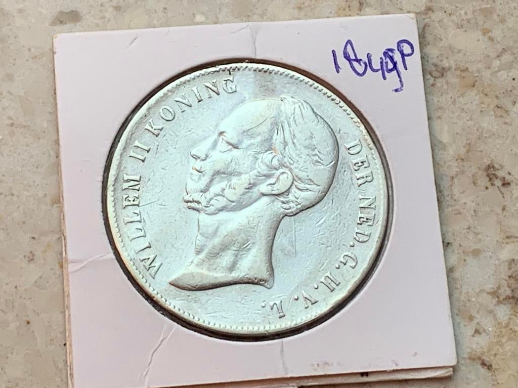 Prachtige zilveren rijksdaalder willem 2 uit 1849 schaars, Postzegels en Munten, Munten | Nederland, Ophalen of Verzenden, Koning Willem II