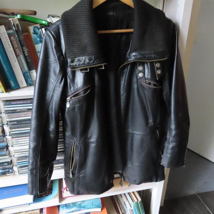 leren jas dames SAKI zwart met ritsen gevoerd en kraag, Kleding | Dames, Jassen | Winter, Zo goed als nieuw, Maat 42/44 (L), Zwart