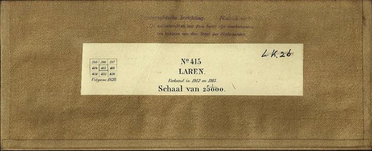 Topografische kaart - Laren No 415 - Uitgave 1920, Boeken, Atlassen en Landkaarten, Gelezen, Landkaart, Nederland, 1800 tot 2000