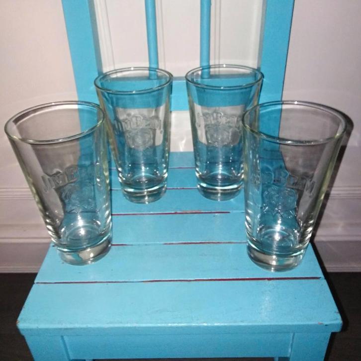Jim Beam Whiskey longdrink glazen set van 4 stuks, Verzamelen, Glas en Borrelglaasjes, Zo goed als nieuw, Overige typen, Ophalen