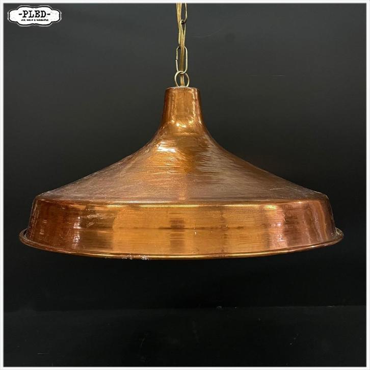 Deense hanglamp van gehamerd koper - Hammer & krone 70s, Huis en Inrichting, Lampen | Hanglampen, Gebruikt, Minder dan 50 cm, Overige materialen