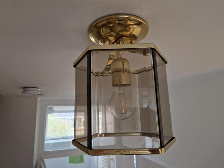 Gouden hang lamp plafond, Huis en Inrichting, Lampen | Hanglampen, Gebruikt, Minder dan 50 cm, Ophalen