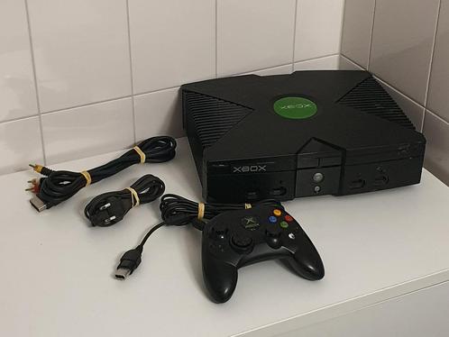 Xbox Original met Originele Controller & kabels, Spelcomputers en Games, Spelcomputers | Xbox Original, Gebruikt, Met 1 controller