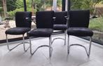 4 zeldzame Gebroeders De Wit buisframestoelen, Ophalen, Gebruikt, Zwart, Metaal