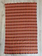 Retro 60/70 tafelkleed oranje bruin geblokt vintage stof, Ophalen of Verzenden, Huis en Inrichting