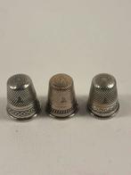 Lotje zilveren vingerhoedjes, 3 stuks, lot 2, Ophalen of Verzenden, Gebruikt, Zilver, Nederland
