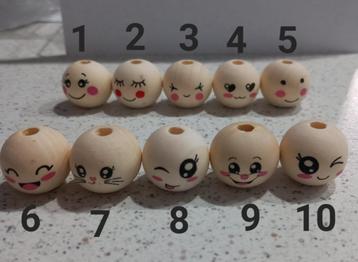 Houten gezicht kralen "nieuw" beschikbaar voor biedingen