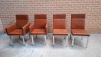 Cognac Kalfsleren Eetkamerstoelen Linteloo - 4 stuks, Huis en Inrichting, Stoelen, Ophalen
