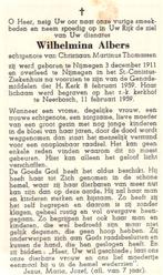 Albers Wilhelmina 1911 Nijmegen-1959 Nijmegen, Verzamelen, Ophalen of Verzenden