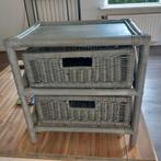 Rieten kastje met 2 lades - Grijs, Huis en Inrichting, Kasten | Ladekasten, Overige materialen, Gebruikt, 1 of 2 laden, Ophalen of Verzenden