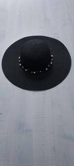 Elegante zwarte zomerhoed met parels, Kleding | Dames, Hoeden en Petten, Ophalen of Verzenden, Zo goed als nieuw, One size fits all