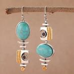 Asymmetrische oorbellen met turquoise steentjes, Overige materialen, Hangers, SINO-SEAR GmbH, Feuerbachstrasse 11, 14471 Potsdam, Germany