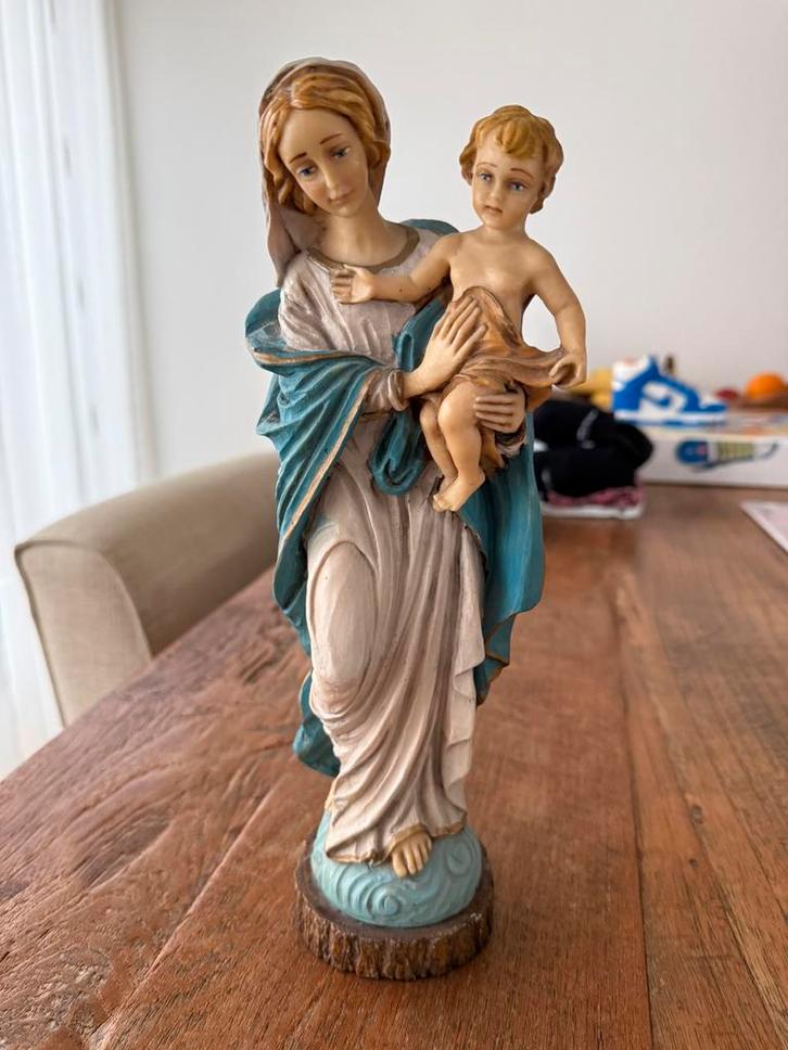 Handgeschilderd Maria met Kind Beeld - Italië, Antiek en Kunst, Kunst | Beelden en Houtsnijwerken, Ophalen of Verzenden