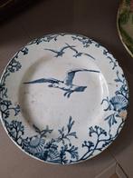 antiek bord uit Frankrijk met vogels - blauw decor, Ophalen