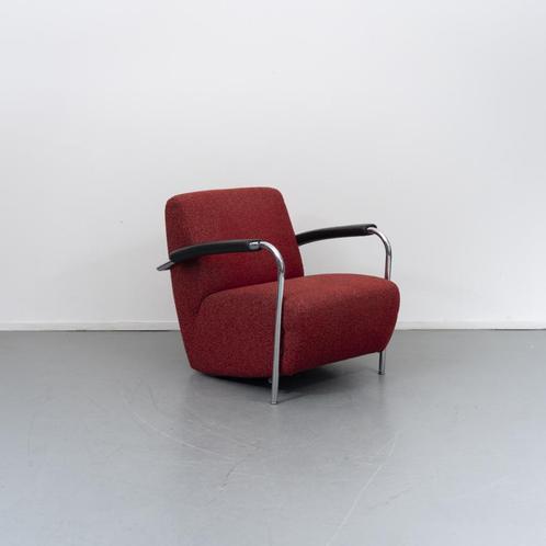 1x Leolux Scylla fauteuil Rode stof, Huis en Inrichting, Fauteuils, Zo goed als nieuw, Leer, Ophalen of Verzenden
