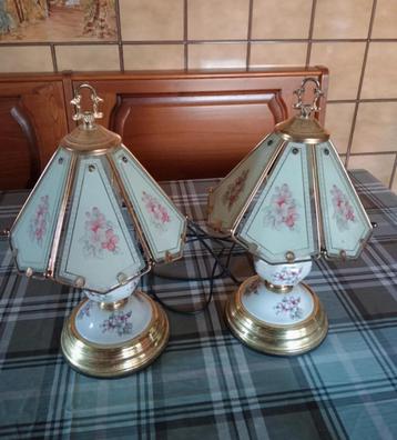 Hollywood regency goud wit bloemen tafel lampen zeldzaam beschikbaar voor biedingen