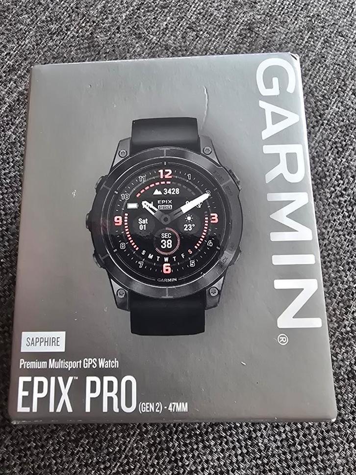 Garmin EPIX PRO 47mm Amoled Sapphire titanium +Extra Bandjes, Sieraden, Tassen en Uiterlijk, Smartwatches, Zo goed als nieuw, Android
