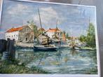 Schilderij scheepswerf Workum, Antiek en Kunst, Kunst | Schilderijen | Klassiek, Ophalen of Verzenden