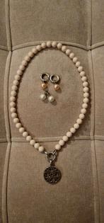 Ti sento licht roze parel ketting en oorbellen, Met strass, Ophalen of Verzenden, Zo goed als nieuw, Roze