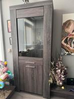 Haco vitrinekast met verlichting antraciet eiken, Huis en Inrichting, Kasten | Vitrinekasten, Ophalen, 50 tot 100 cm, Zo goed als nieuw