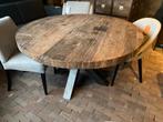 Ronde eettafel robuust 140 cm dia met ijzeren poot SALE, Nieuw, 100 tot 150 cm, Rond, Ophalen of Verzenden