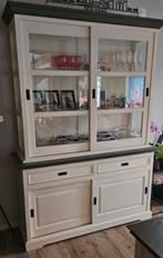 Vitrinekast / buffetkast - Riverwoods grijs / wit, Ophalen, 100 tot 150 cm, Glas, 150 tot 200 cm