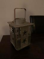 Houten lantaarn met glas, Huis en Inrichting, Woonaccessoires | Kandelaars en Kaarsen, Ophalen of Verzenden, Zo goed als nieuw