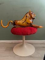 Murano glas tijger 66 cm breed glazen dier goudkleurig, Ophalen of Verzenden