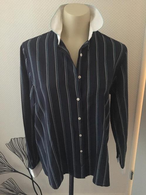 blouse lange mouw blauw streepje, Kleding | Dames, Blouses en Tunieken, Zo goed als nieuw, Maat 38/40 (M), Blauw, Ophalen of Verzenden