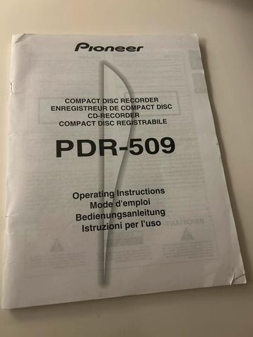 Pioneer PDR-509 CD-Recorder gebruiksaanwijzing beschikbaar voor biedingen