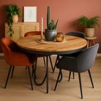 Industriële ronde eettafel van mangohout – Ø130 cm, Ophalen, Gebruikt, Rond, 100 tot 150 cm