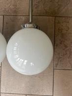 Set lampen schoollamp hanglampen opaline opaalglas melkglas, Ophalen, Gebruikt, Glas, 75 cm of meer