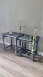Eikenhouten bijzettafeltjes / plantentafeltjes gerestyled, Ophalen, Minder dan 45 cm, Minder dan 55 cm, Gebruikt