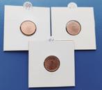 Nederland 3 x 1 €urocent 1999, 2000 en 2001, Verzenden, Koningin Beatrix, 1 cent, Setje