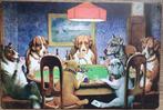Honden aan pokertafel pokeren metalen reclamebord wandbord