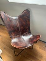 Lederen Vlinderstoel Vintage, Huis en Inrichting, Fauteuils, Gebruikt, Minder dan 75 cm, Leer, Ophalen of Verzenden