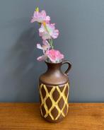 70 jaren D 80 ILKRA Bruine OOR vaas gele glazuur decoratie, Gebruikt, Overige kleuren, Aardewerk of Porselein, Ophalen of Verzenden