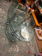 Glazen Design Salontafel - Draaibaar, Ophalen, 50 tot 100 cm, Minder dan 50 cm, Ovaal