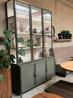 vitrinekast metaal  zand wit zwart mosterd olijfgroen terra, 100 tot 150 cm, 200 cm of meer, Nieuw, Ophalen of Verzenden